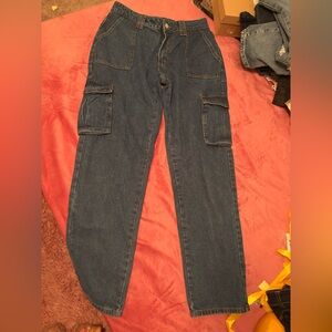 SHEIN Dark Blue Cargo Jeans - Relaxed Utility Fit